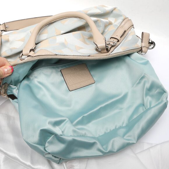 COACH Madison Shantung Sophia Satin Leather Shoulder Bag Purse Silver Bay Mist - Picture 14 of 15